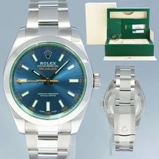 Rolex — 2018 Papers Rolex 116400GV Milgauss Blue Anniversary Green Steel Box — Watch — resale