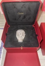 Cartier — Cartier Santos 40mm Diamond 21.7 CT Iced Out Steel W/ Box & Appraisal — Watch — resale