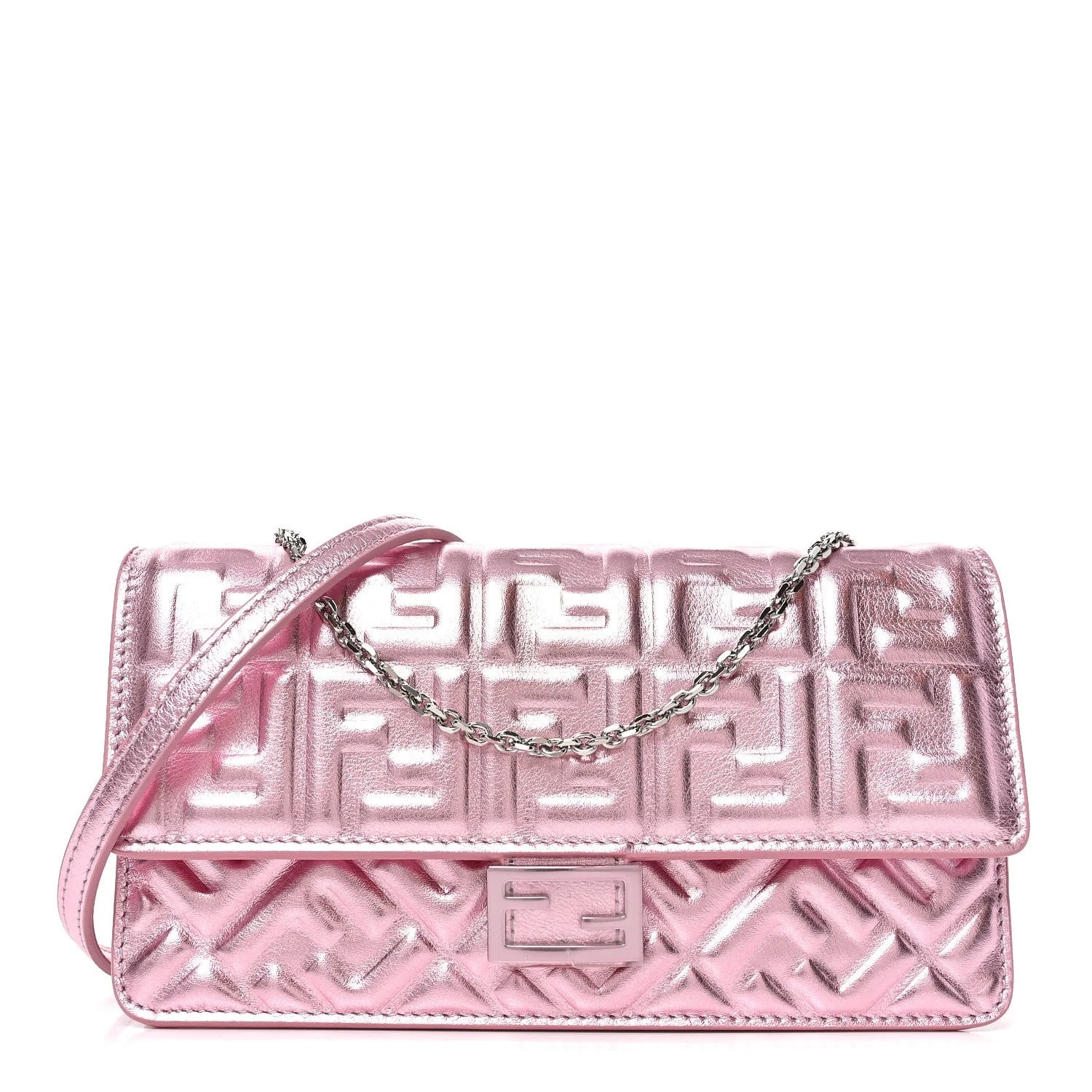Fendi — Metallic Matisse Embossed Wallet on Chain Rosa — Handbag — resale