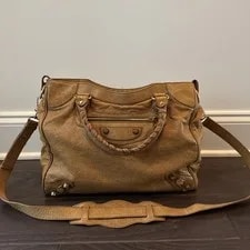 Balenciaga — Balenciaga Velo Satchel Medium Rose Gold Hardware Neutral Color — Handbag — resale