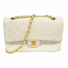 Chanel — 6ed3645 Chanel Matelass W Flap W Chain White Gold Hardware — Handbag — resale