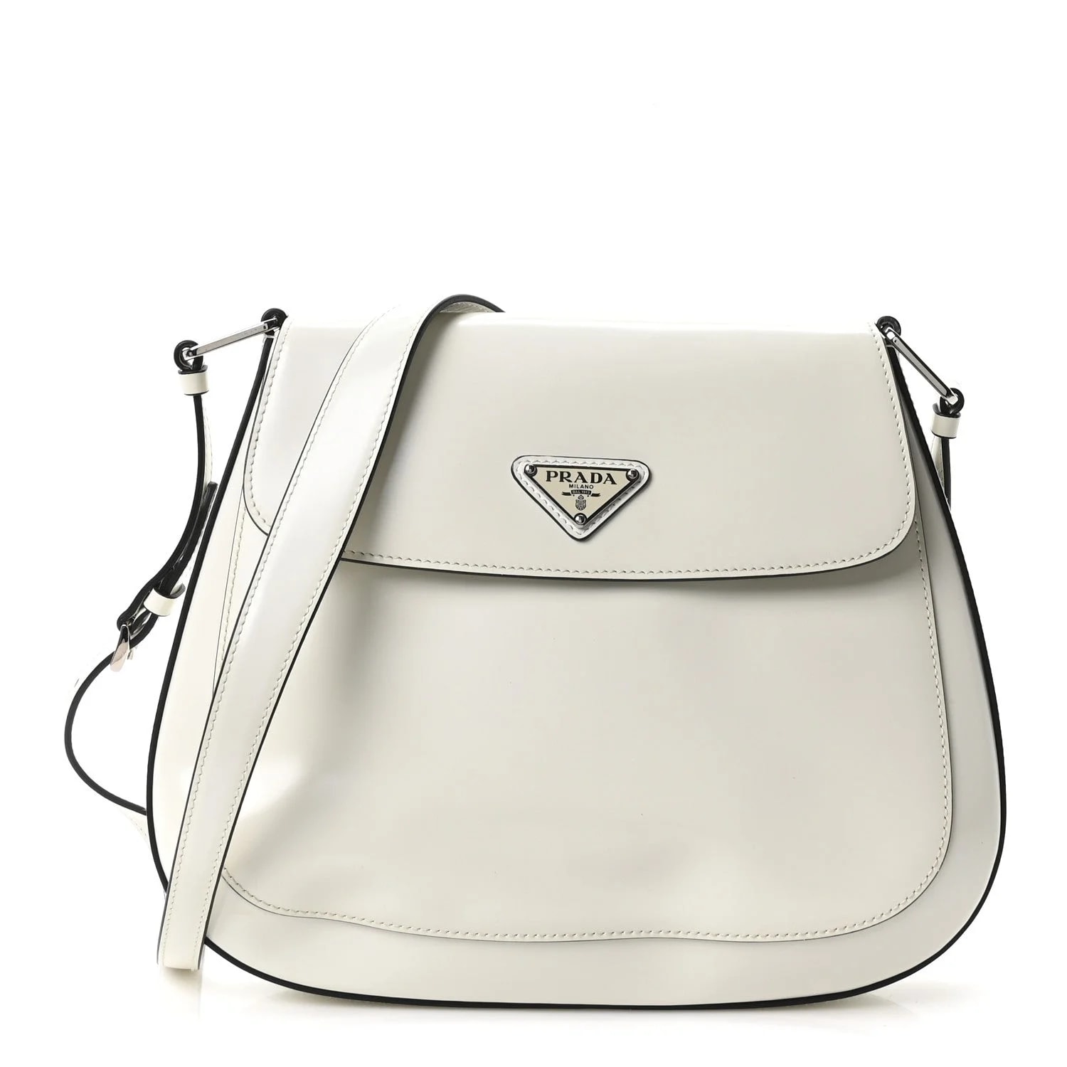 Prada — Spazzolato Cleo Flap Adjustable Strap — Handbag — resale