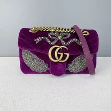 Gucci — Gucci GG Marmont Small Feather Bow Flap Chain — Handbag — resale