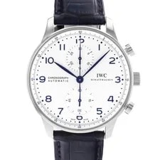 IWC — IWC Portuguese Chronograph IW371417 40mm Silver Dial Steel Leather — Watch — resale