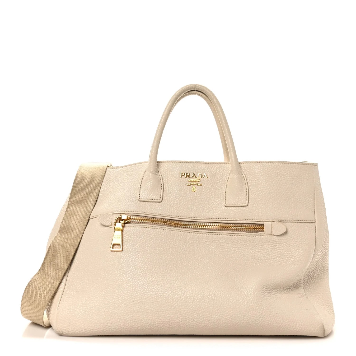 Prada — Vitello Daino Top Handle Talco — Handbag — resale