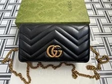 Gucci — Gucci Marmont Mini Chevron GG & Chain / Strap — Handbag — resale