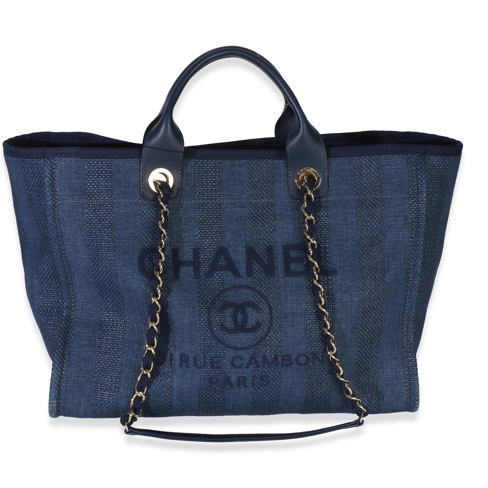 Chanel — Chanel Mixed Fibers Striped Large Deauville — Handbag — resale