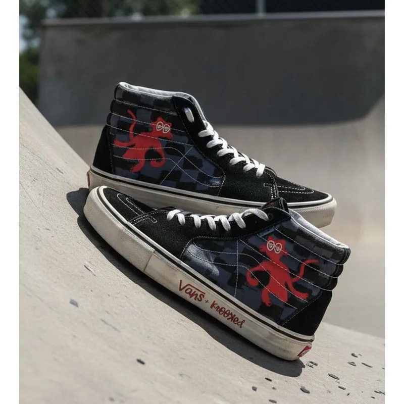 Vans — Vans X Krooked Skate Sk8-Hi Camo High Top Skate Shoes — Sneaker — resale