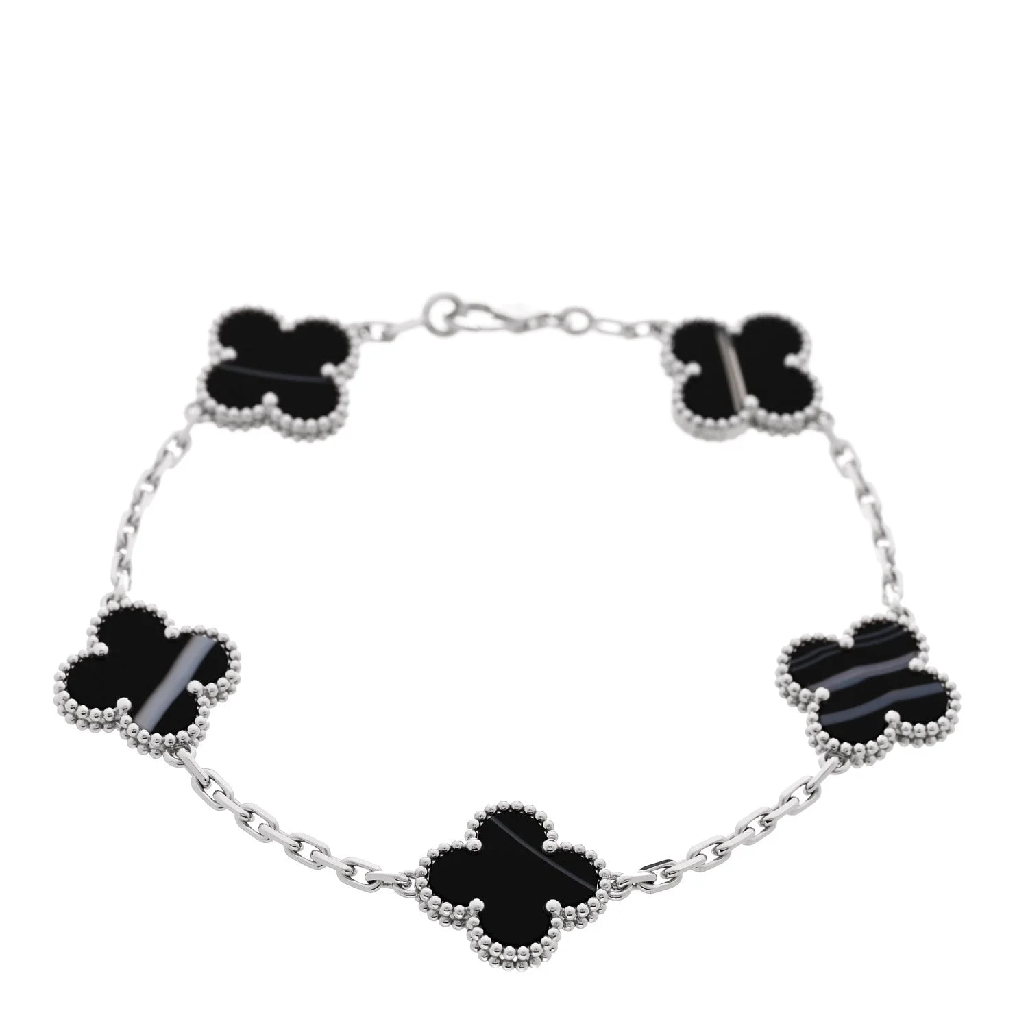 Van Cleef & Arpels — 18K White Gold Veined 5 Motifs Alhambra — Jewelry — resale