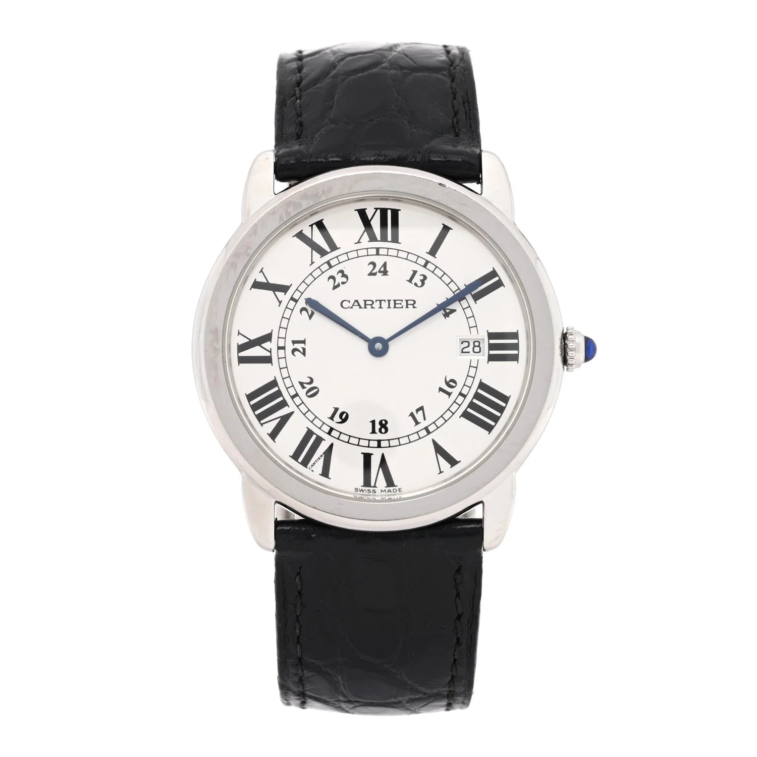 Cartier — Stainless Steel Alligator 36mm Ronde Solo Quartz — Watch — resale
