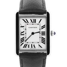 Cartier — 2021 Papers Cartier Tank Solo Large Silver Steel Leather 3169 / WSTA0028 BOX — Watch — resale