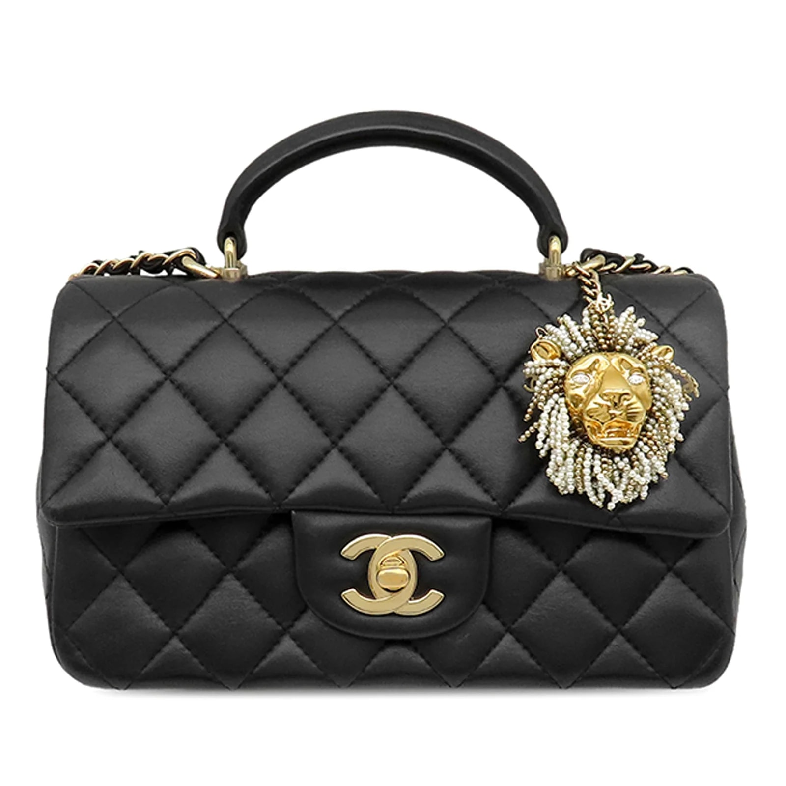 Chanel — Rectangular Classic Lion Charm Top Handle Flap — Handbag — resale