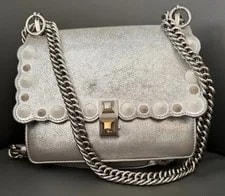 Fendi — Authentic Fendi Kan I Metallic Scalloped Studded Small — Handbag — resale