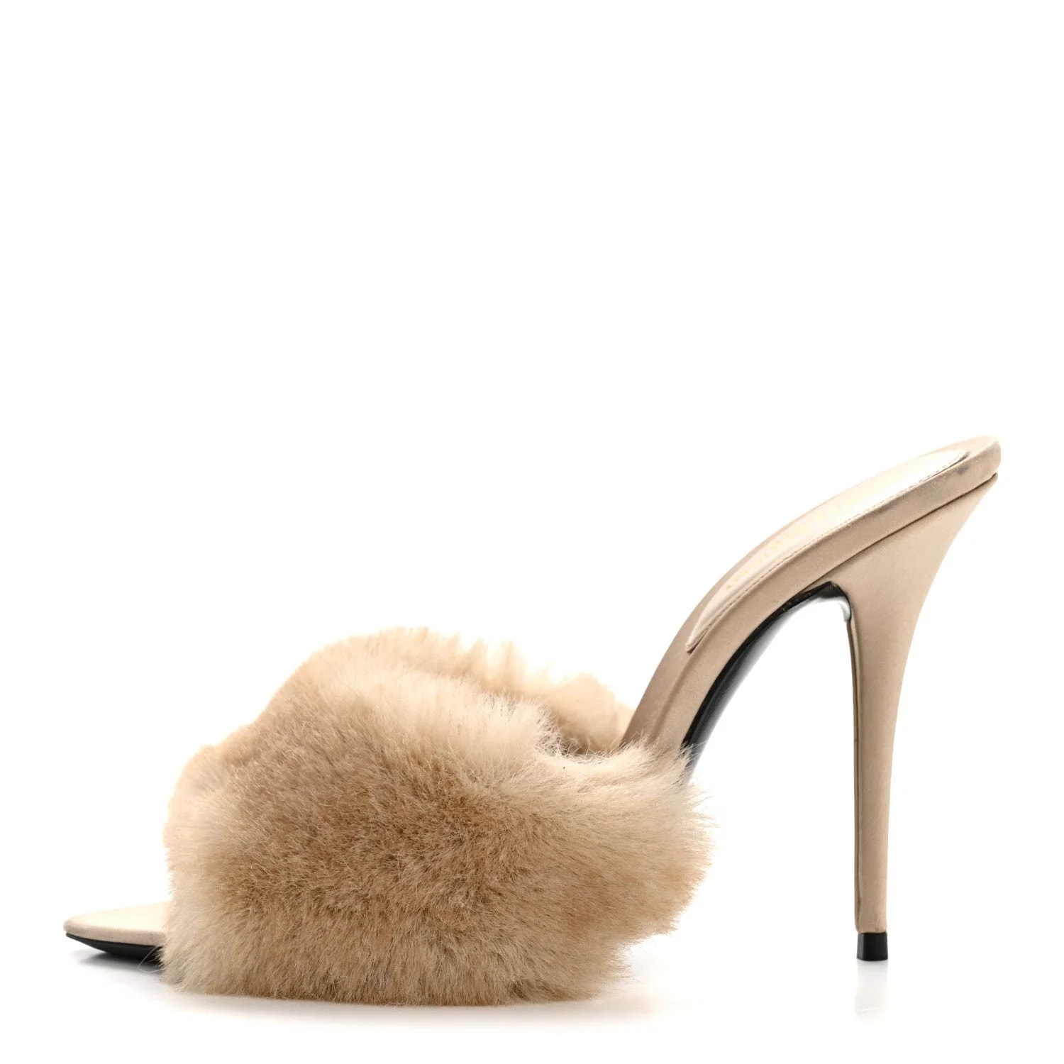 Saint Laurent — Faux Fur la 16 Mule 36 Light — Designer Shoe — resale