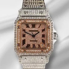 Cartier — Cartier Santos 32mm RG Plated Iced 10ct White Diamonds 2823 — Watch — resale