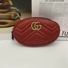 Gucci — Gucci GG Marmont Chevron Oval Zip Belt Auth — Handbag — resale