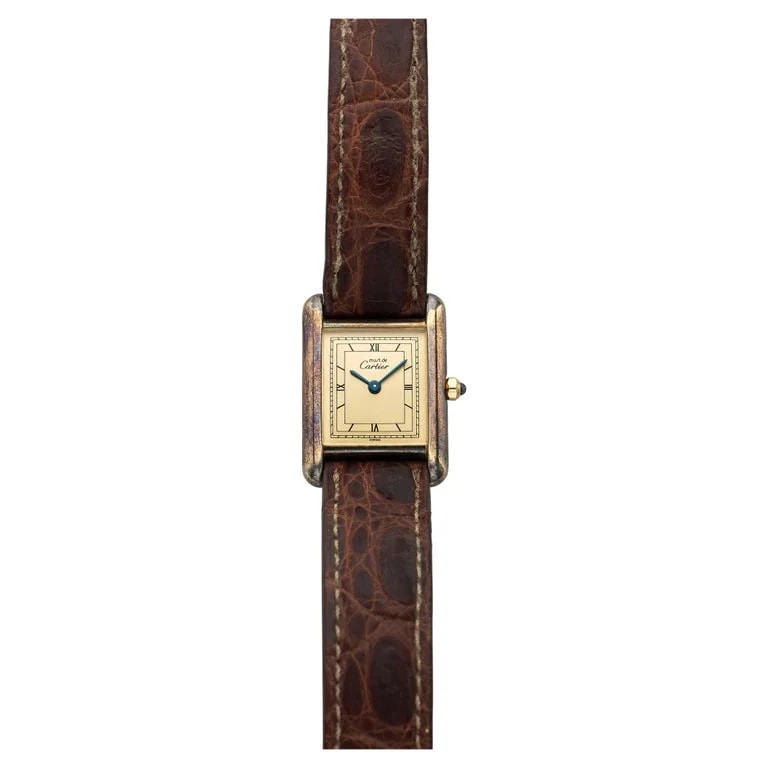 Cartier — 1980s Cartier Must Tank 3 04225 Vermeil Roman Dial Quartz 23mm — Watch — resale