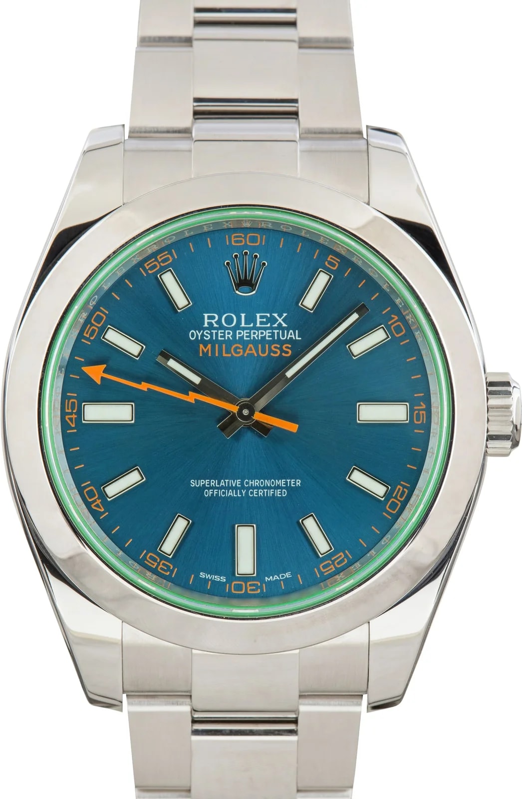 Rolex — Green Crystal Rolex Milgauss Black Dial Ref 116400GV — Watch — resale