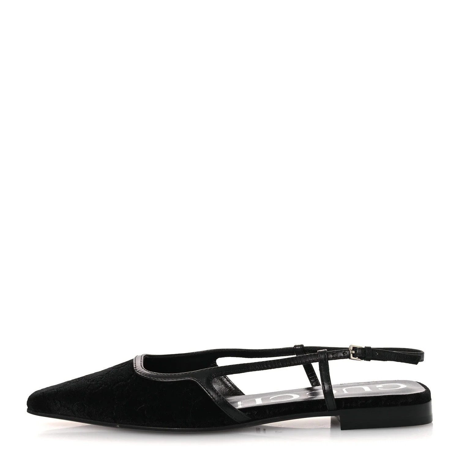 Gucci — New Ashmir GG Malaga Kid Slingback Ballet 37 — Designer Shoe — resale