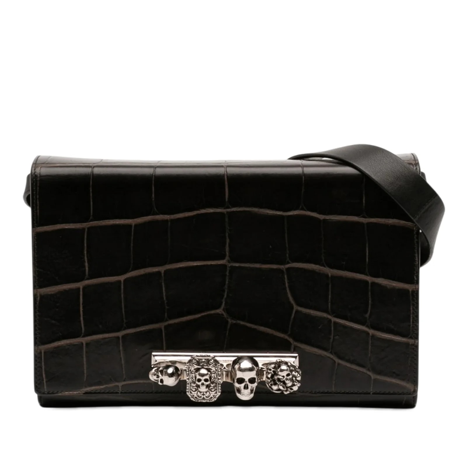 Alexander McQueen — Mini Embossed Skull Jeweled Crossbody — Handbag — resale