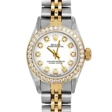Rolex — Rolex TT Oyster Perpetual White Diamond Dial Diamond Bezel Jubilee Band — Watch — resale