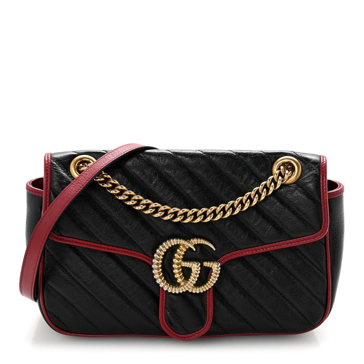 Gucci — Effect Matelasse Diagonal Small Torchon GG Marmont Romantic — Handbag — resale