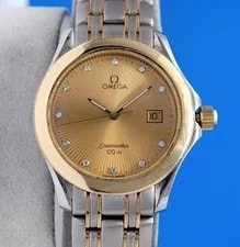Omega Seamaster 18K Gold & SS - Gold Dial - Diamond Bezel - 2315.10