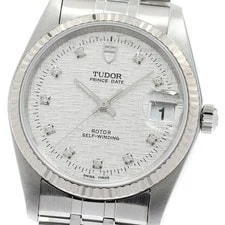 Tudor — Tudor Prince Date 74034 10P Diamond WG Bezel Silver Dial Automatic 's_971154 — Watch — resale
