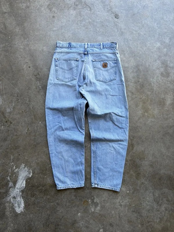 Vintage Carhartt Light Wash Carpenter Baggy Workwear Denim — Designer Shoe — resale