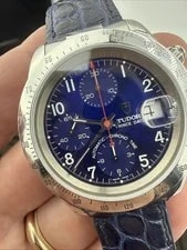 Tudor — Tudor Prince Date "No Tiger" Blue Dial Steel 40mm Chronograph 79280 on Strap — Watch — resale