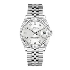 Rolex — Rolex Datejust 31 31mm Silver Diamond Index Markers Dial White Gold — Watch — resale