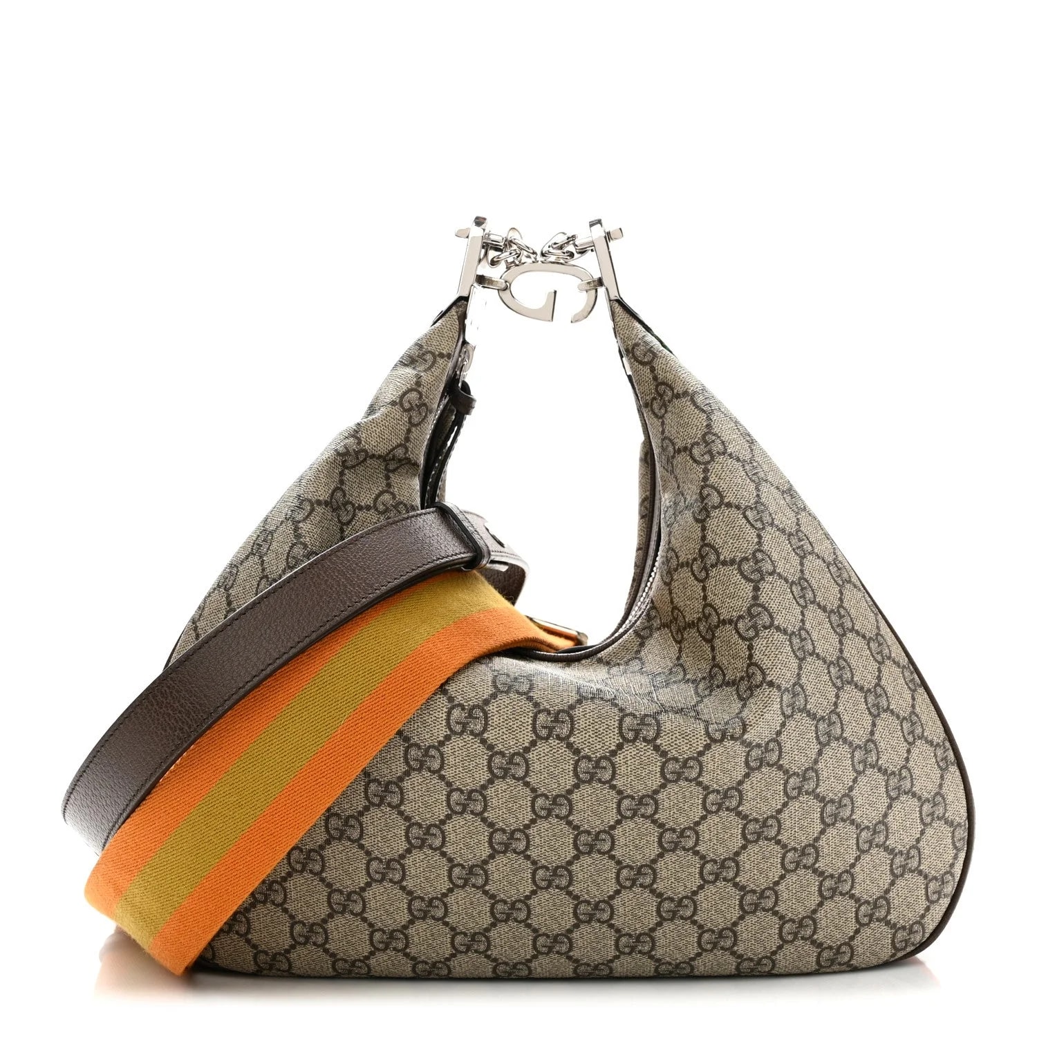 Gucci — Textured Web Large Attache New Acero — Handbag — resale