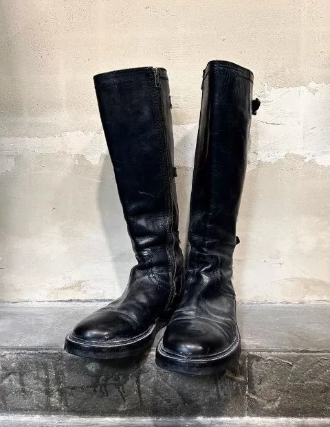 Ann Demeulemeester 00s Lace-Up Engineer Long Boots — Designer Shoe — resale