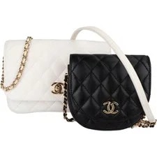 Chanel — Chanel Side Packs Single Flap Adjustable Duo Crossbody Coco CC — Handbag — resale