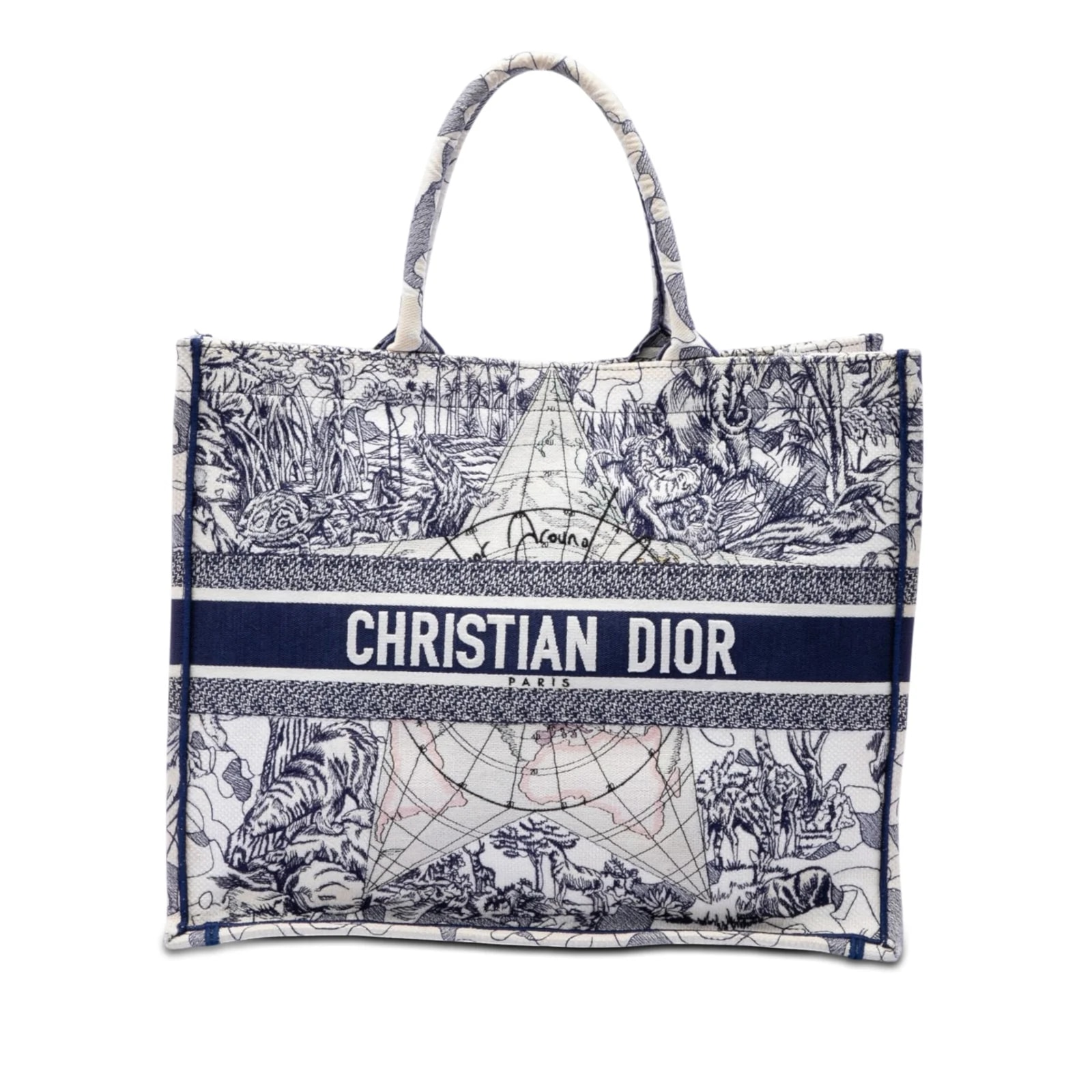 Dior — Large Embroidered Around the World Book Tote — Handbag — resale