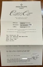 Patek Philippe — Patek Philippe Certificate of Origin for Calatrava 5296R-010 — Watch — resale