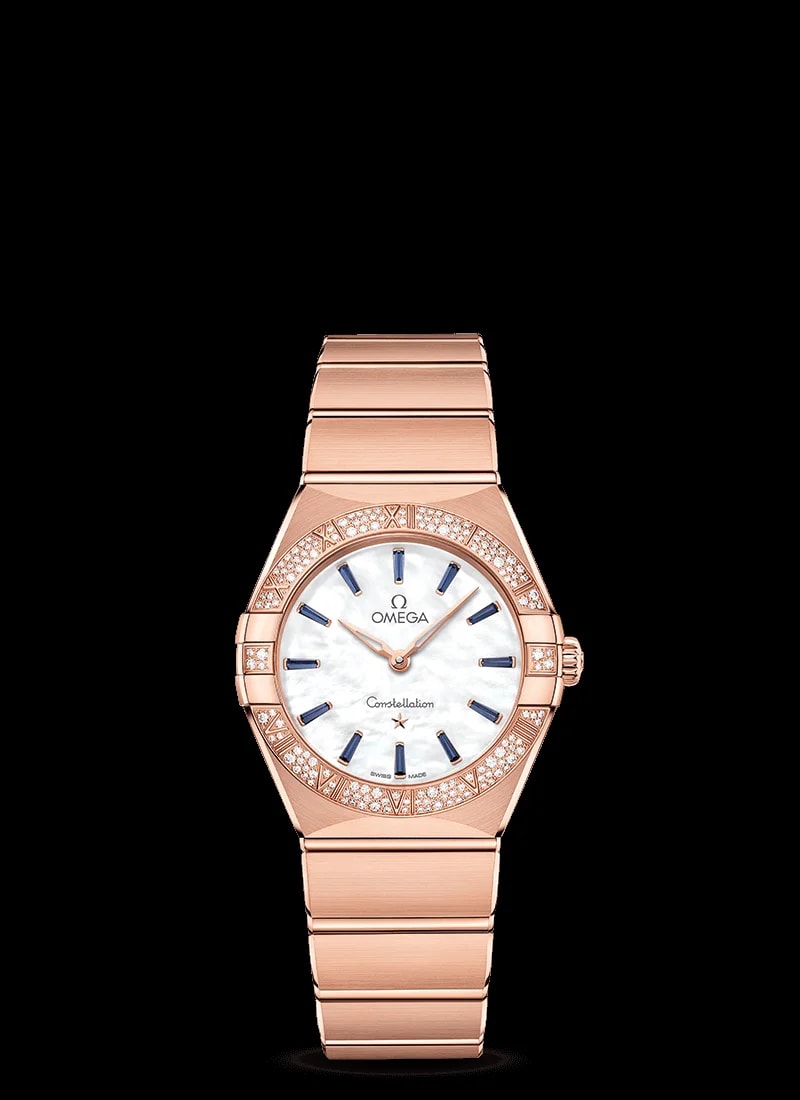 Worldofluxuryus — Omega Constellation Quartz 18K Sedna™ Gold & Diamonds & Blue Sapphires Lady’s — Watch — resale