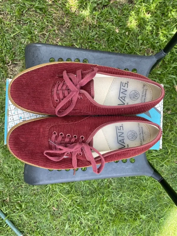 Authentic Wine Corduroy — Designer Shoe — resale