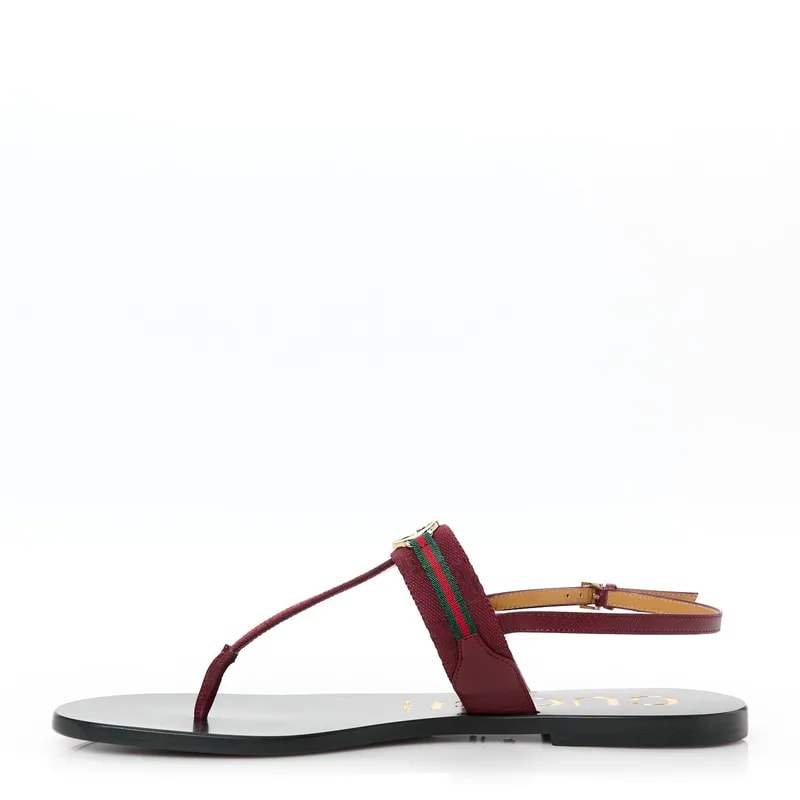 Gucci — New GG Malaga Kid Web Interlocking G Thong 40.5 Ancora — Designer Shoe — resale