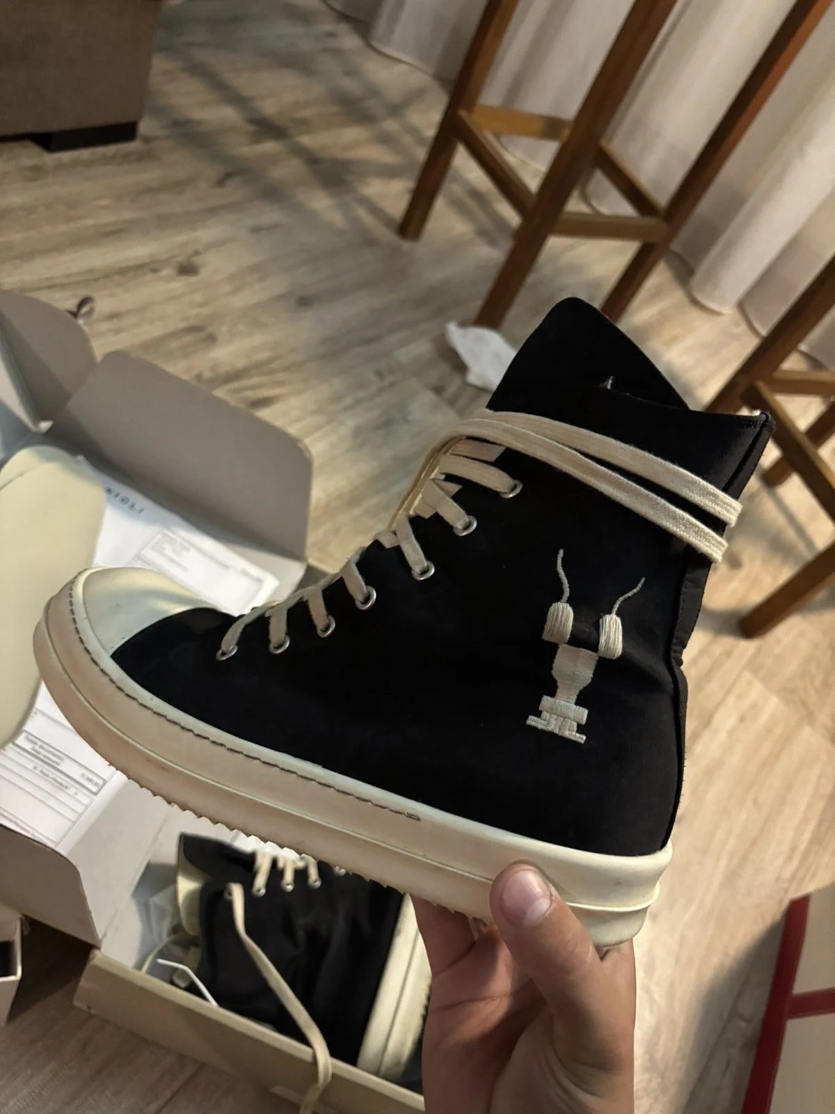 Rick Owens DRKSHDW — Rick Owens Drkshdw “Walrus” High-Top, Embroidered — Sneaker — resale