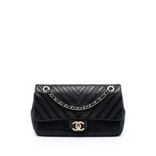 Chanel — Chanel Chevron Embossed and Single Flap — Handbag — resale