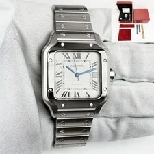 Cartier — Cartier Santos Medium WSSA0029 35MM Silver Dial Steel Box Paper — Watch — resale
