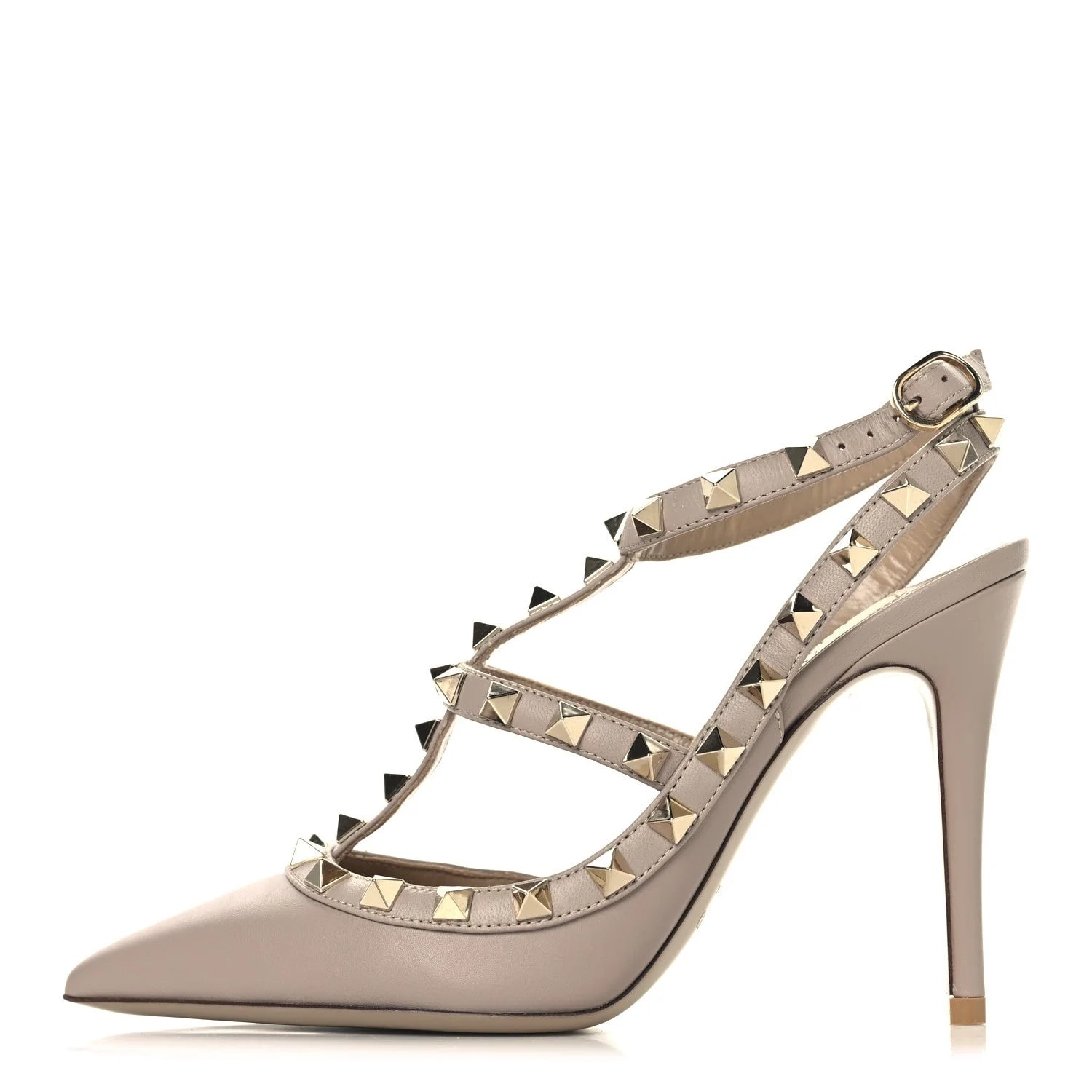 Valentino Garavani — Rockstud Ankle Strap 100mm 35 Poudre — Designer Shoe — resale