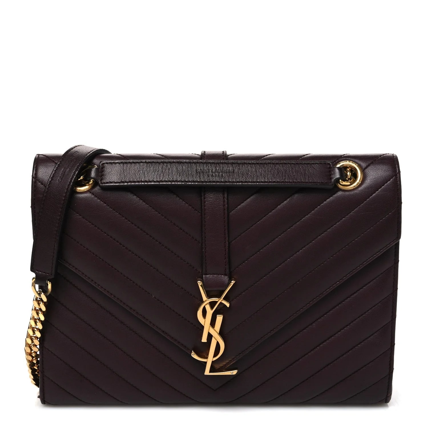 Saint Laurent — Chevron Medium Satchel Amaranto — Handbag — resale