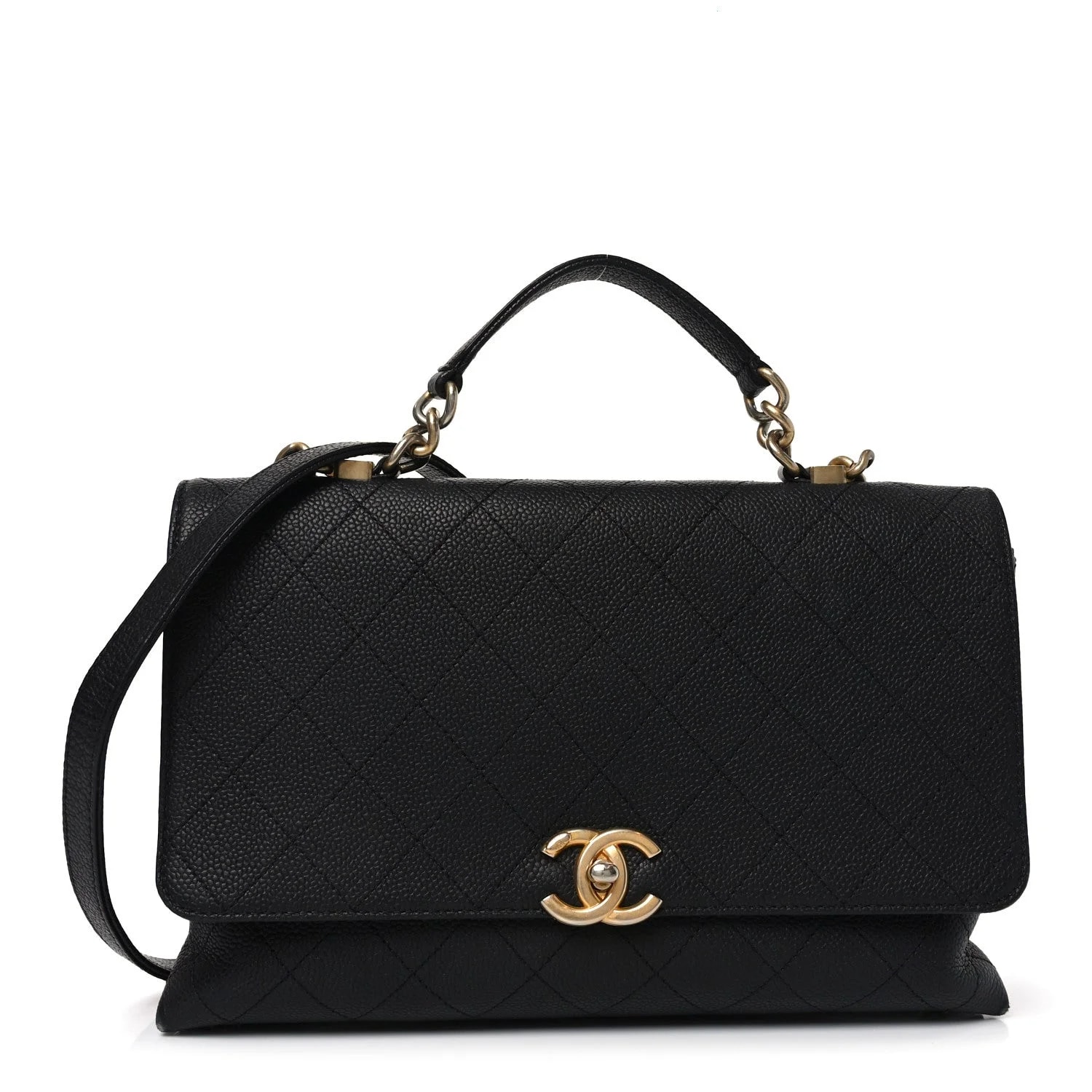 Chanel — Stitched Top Handle Flap — Handbag — resale
