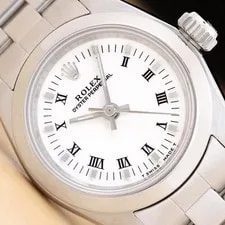 Rolex — Rolex Oyster Perpetual 26MM 67180 White Roman Stainless Steel — Watch — resale