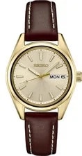 Seiko — Seiko Essentials Quartz Champagne Dial Brown Leather Strap SUR456 — Watch — resale