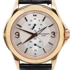 Patek Philippe — 2000s Patek Philippe 5134R Calatrava Travel Time 37mm 18K Rose Gold — Watch — resale