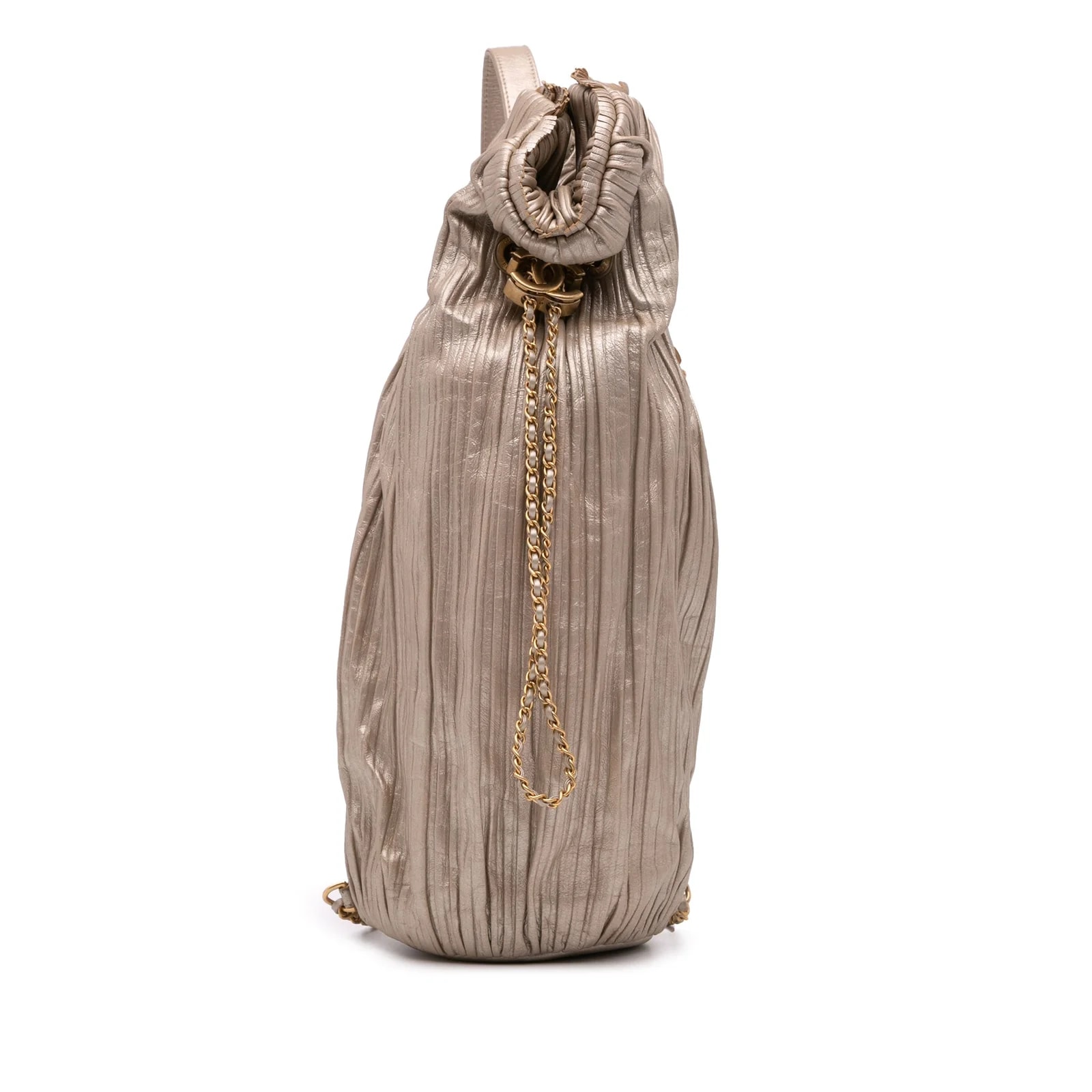 Chanel — Medium Metallic Coco Pleats Drawstring Backpack — Handbag — resale