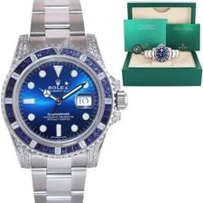 Rolex — 2017 Rolex Submariner Date 116610 Diamond Sapphire Steel Blue Ceramic — Watch — resale